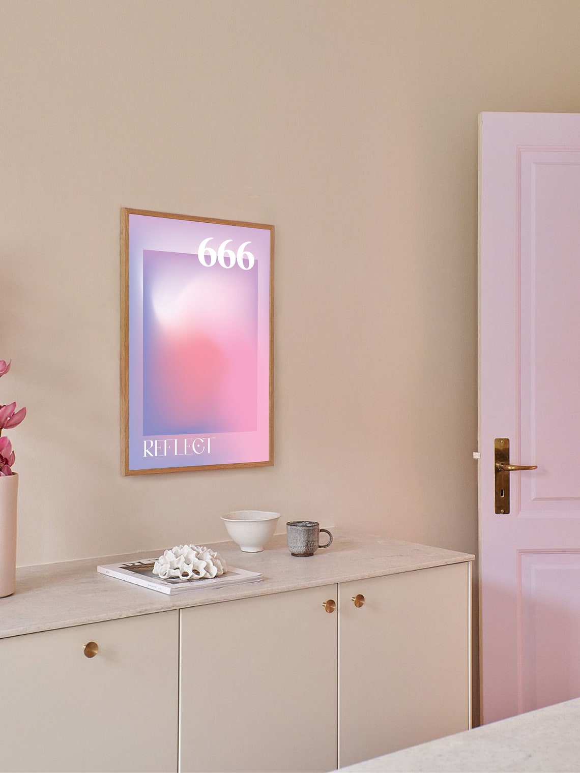 Angel Number 666 Reflect Poster with Pastel Aura Gradient Design - Image 5