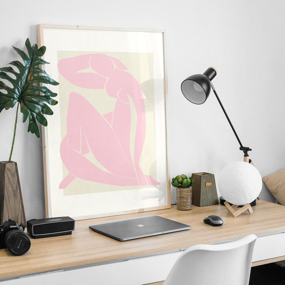 Matisse Style Pink Nude Paper Cut Out Modern Abstract Art Print - Image 2