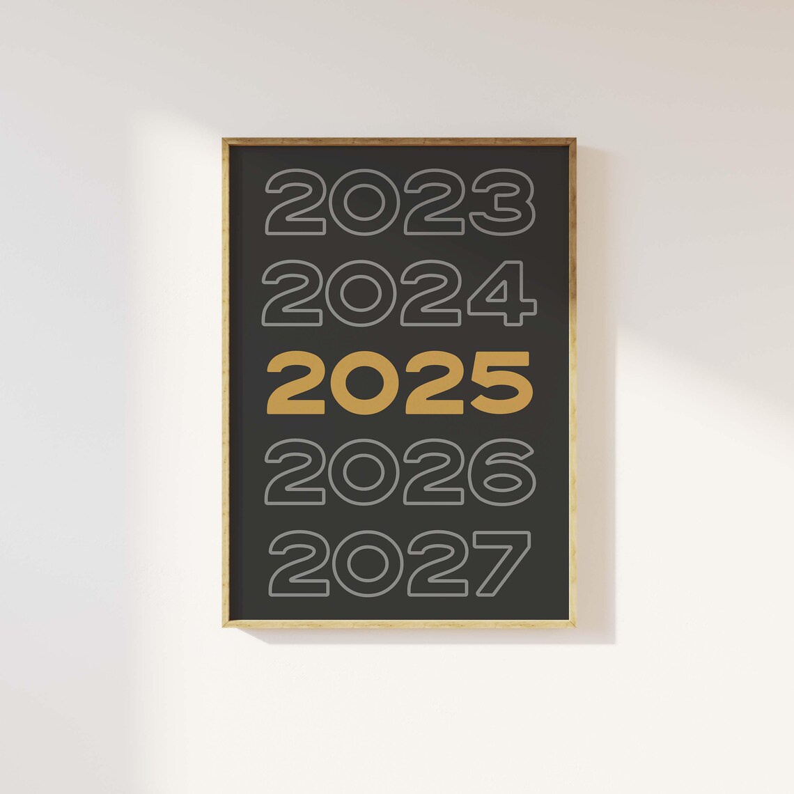 2025 New Year Countdown Gold on Black Typographic Party Poster - Image 2