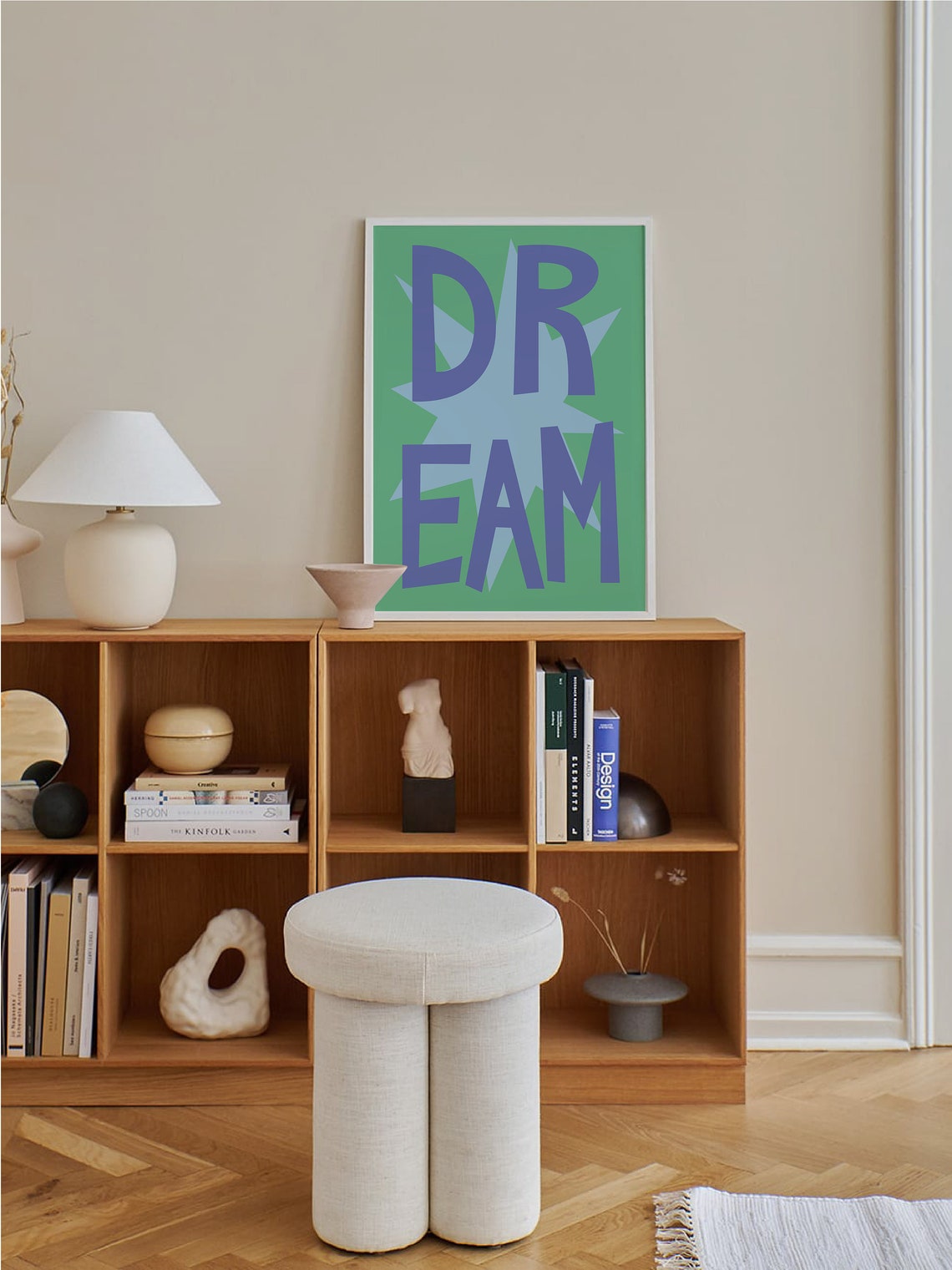 Dream Typography Blue Letters Green Starburst Inspirational Poster - Image 4