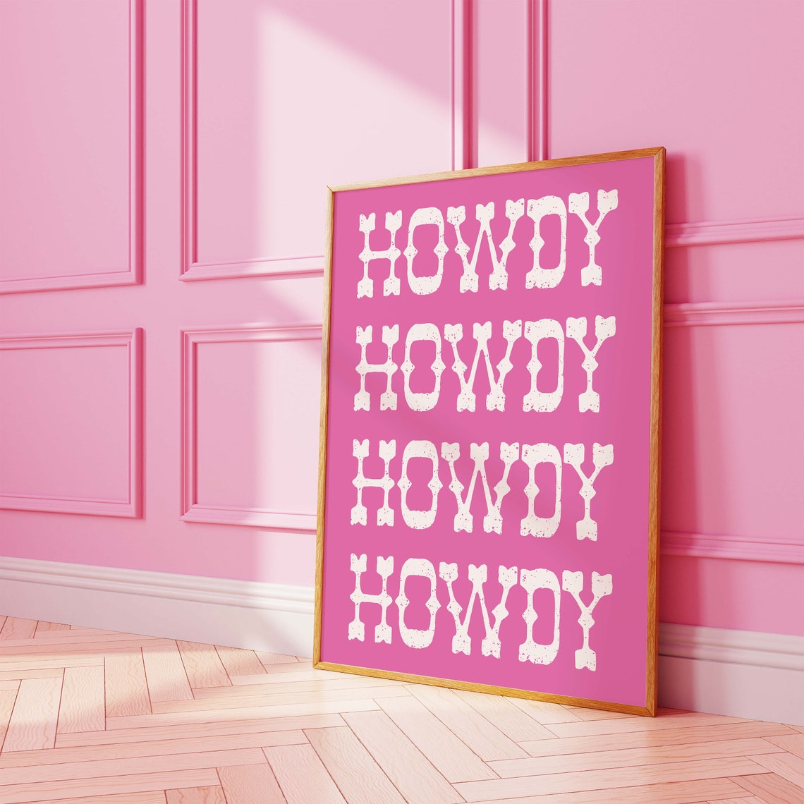 Howdy Western Lettering Pink Repeat Typography Retro Art Poster - Image 4
