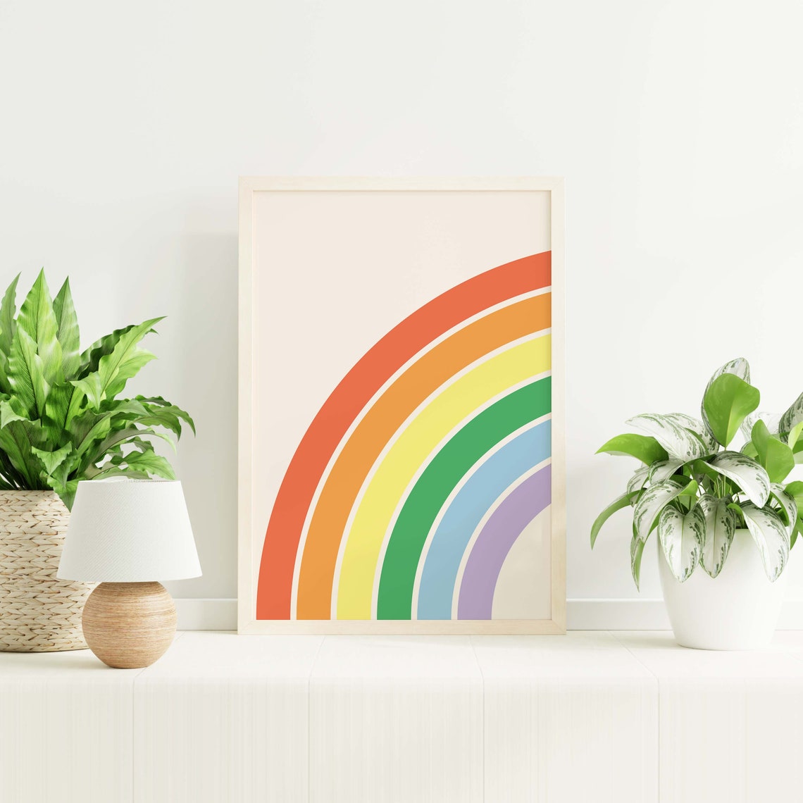 Minimal Retro Rainbow Arc Pastel Boho Trendy Colorful Nursery Poster - Image 5