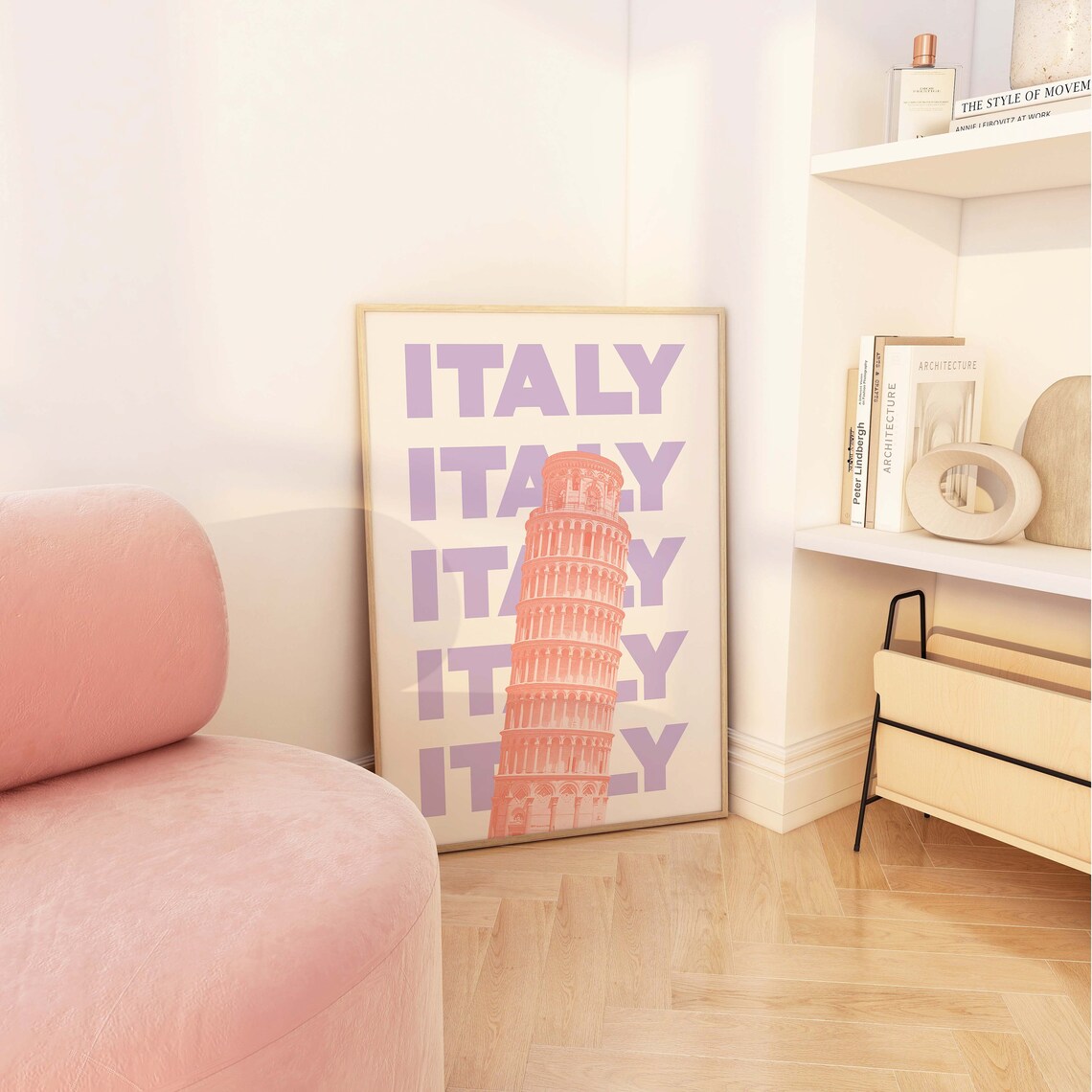 Italy Leaning Tower of Pisa Pastel Travel Art Poster for Wall Decor