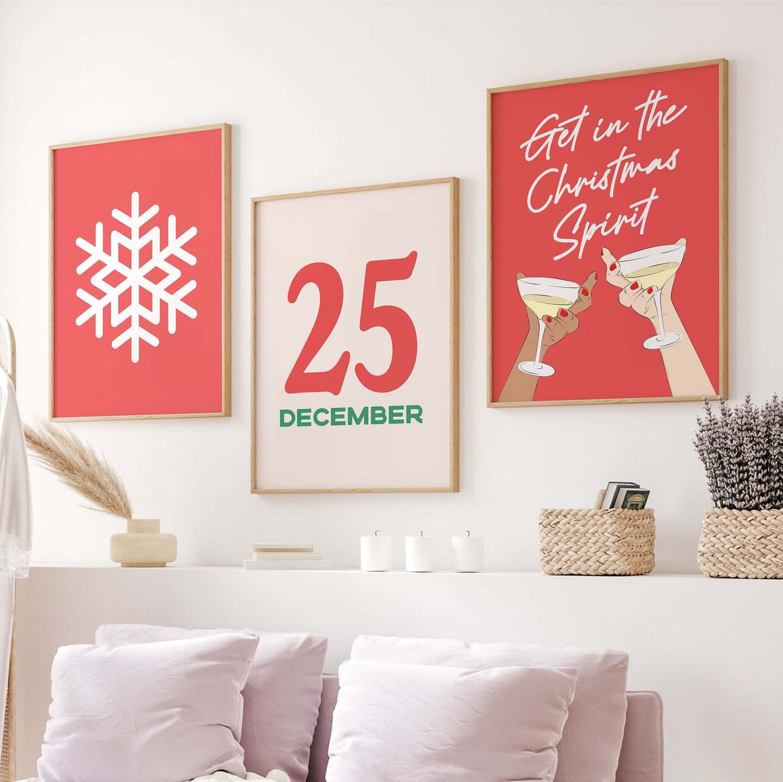 Christmas Gallery Wall Art 10 Printables Trendy Boho Christmas Prints Cute Colorful Holiday Wall Decorations - Image 2