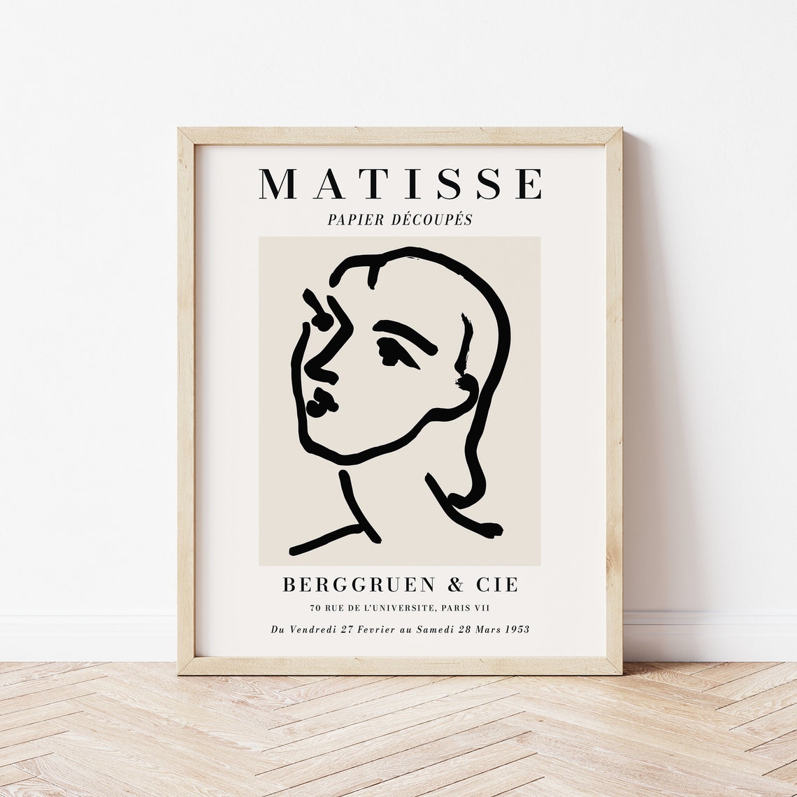 Matisse Face Line Drawing Berggruen Paris 1953 Exhibition Art Print - Image 4