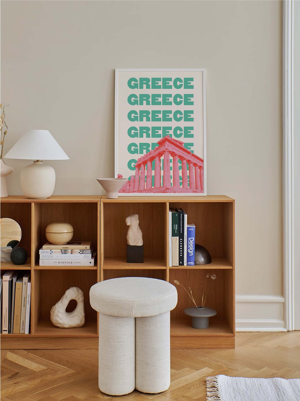 Greece Parthenon Pink Teal Bold Retro Travel Typography Poster - Image 5