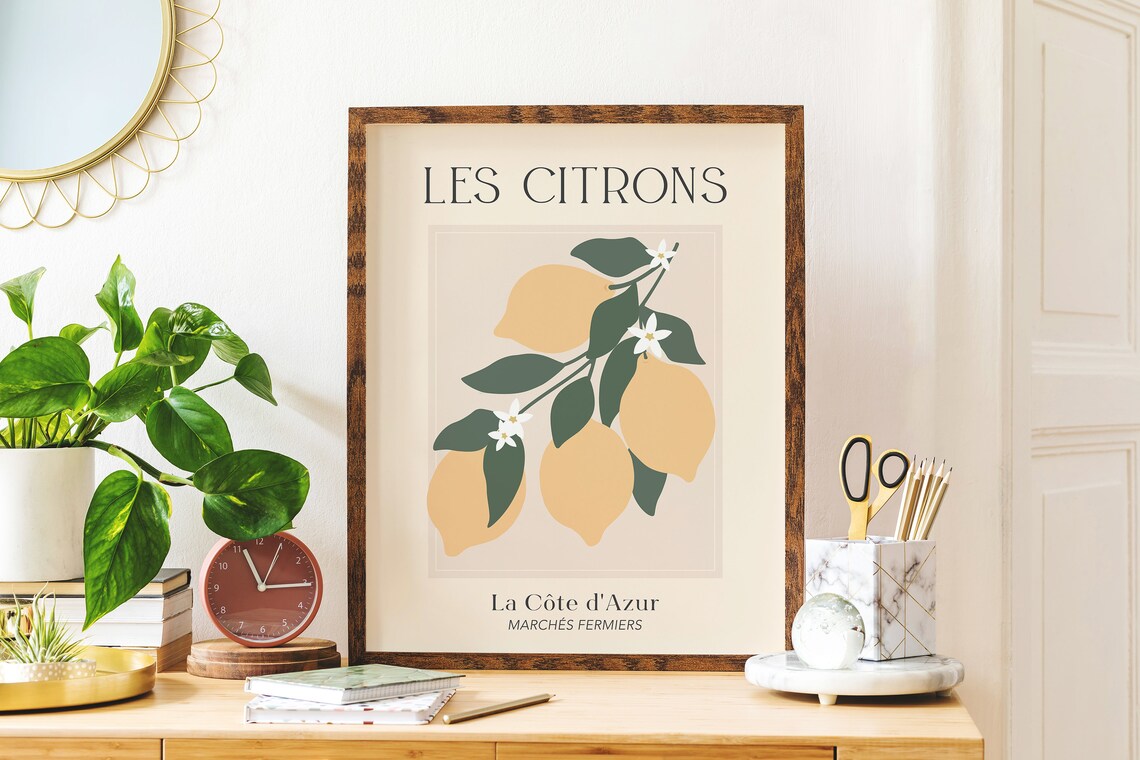 Les Citrons Lemons French Market Botanical Vintage Art Poster - Image 4