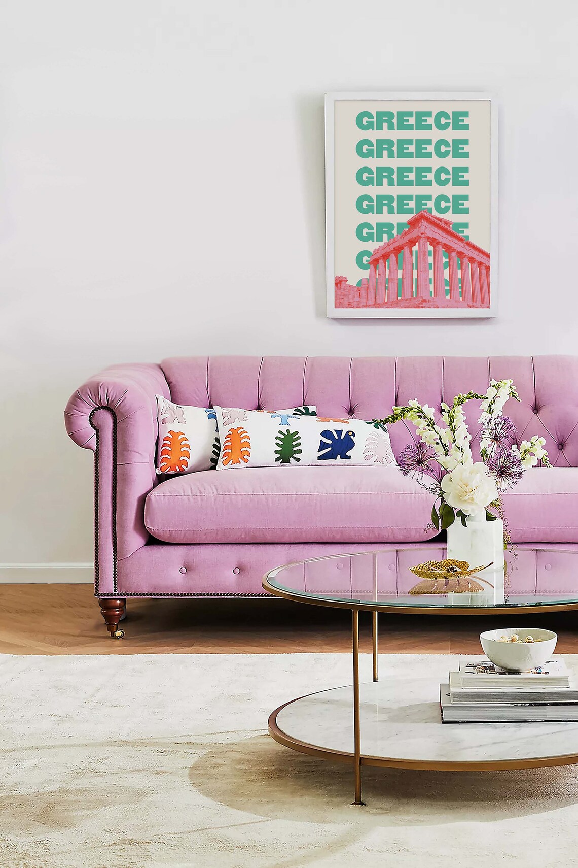 Greece Parthenon Pink Teal Bold Retro Travel Typography Poster - Image 4
