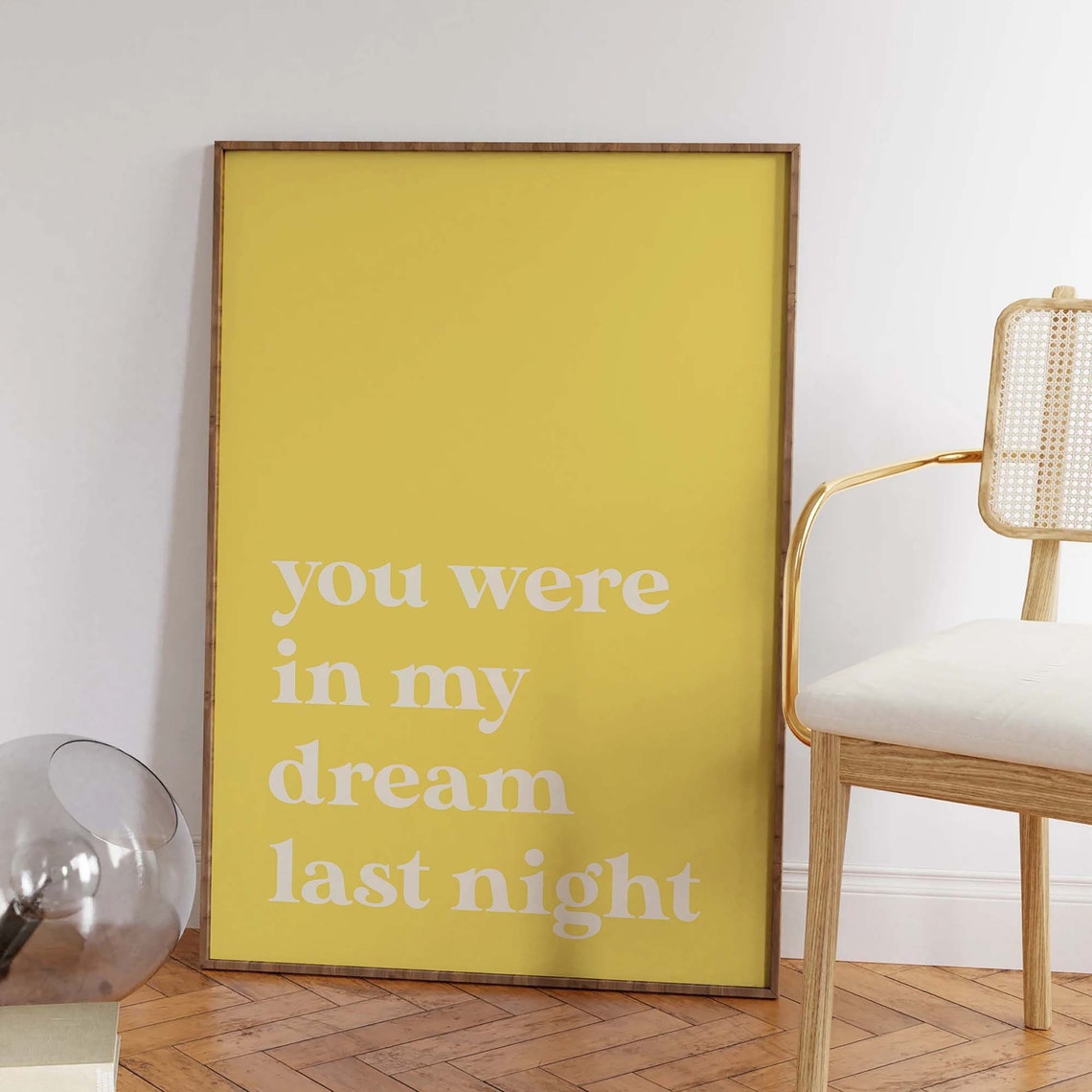 You Were In My Dream Last Night Quote Yellow Typography Poster - Image 2