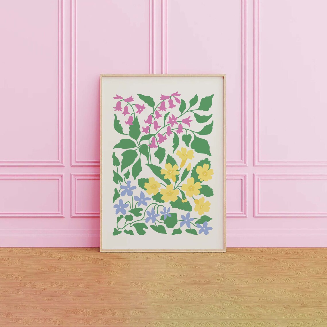 Spring Wildflowers Bluebells and Primrose Colorful Botanical Poster - Image 4