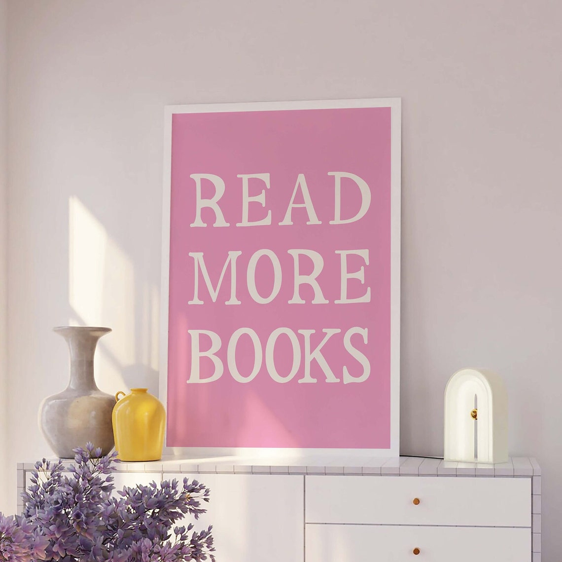 Read More Books Print Art Cute Library Decor Trendy Reading Poster Book Lover Wall Art Pink Wall Art - Image 4