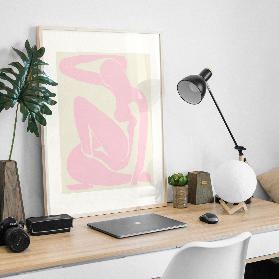 Matisse Style Pink Nude Silhouette Minimalist Modern Art Print - Image 2