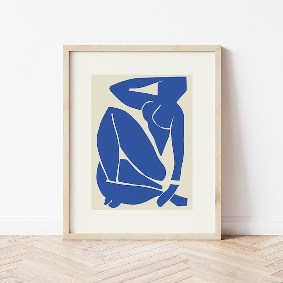 Matisse Blue Nude Figure Paper Cut-Out Abstract Art Framed Poster