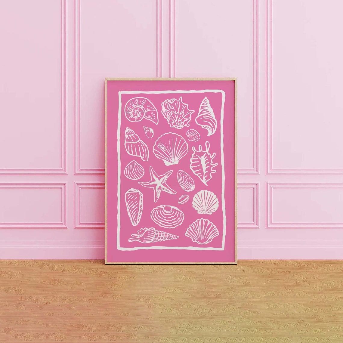 Seashells Print Art Cute Summer Art Print Girly Wall Art Trendy Beach House Decor Coastal Wall Art - Image 2