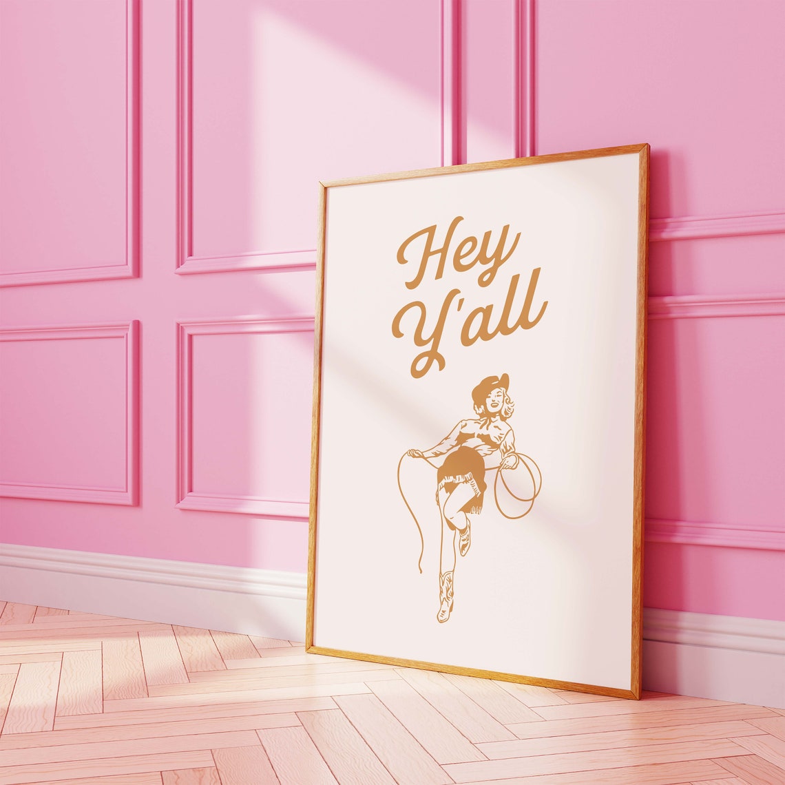 Hey Yall Print Art Retro Cowgirl Wall Art Country Western Art Print Neutral Art Print Trendy Pin Up Wall Art - Image 4
