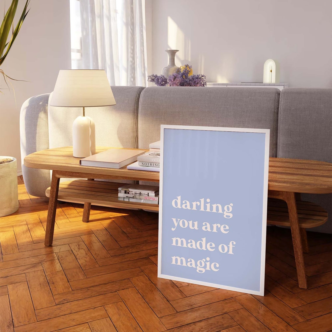 Darling You Are Made Of Magic Quote Blue Typography Wall Art - Image 7