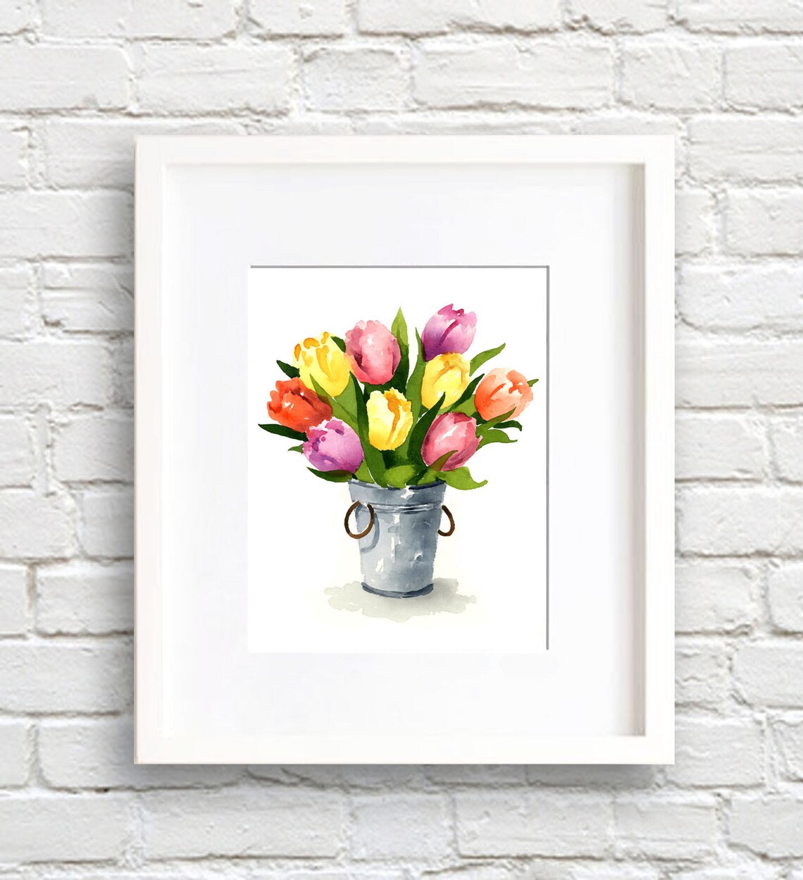 Tulip Watercolor Art Print, Floral Garden Decor