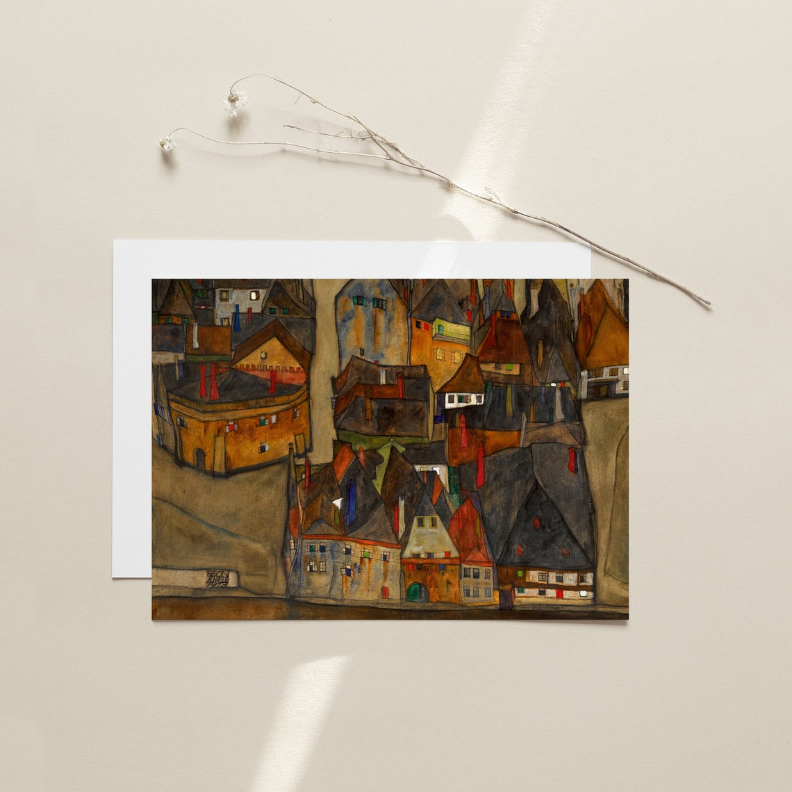 Egon Schiele The Small City II 1913 Expressionist Townscape Poster - Image 3
