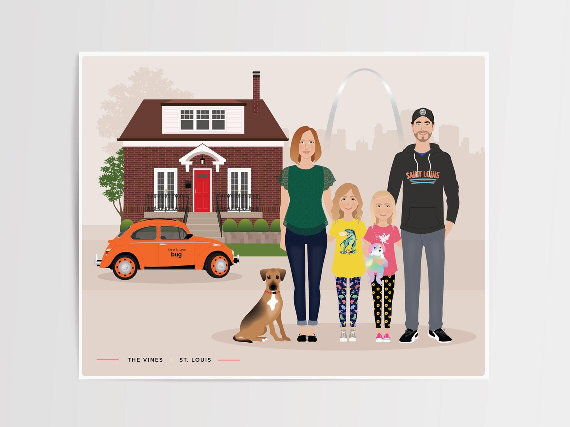 Custom Family And House Portrait, Personalized Gift - Image 5
