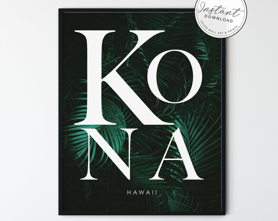 Kona Hawaii Travel Poster, Ocean & Beach Art Print