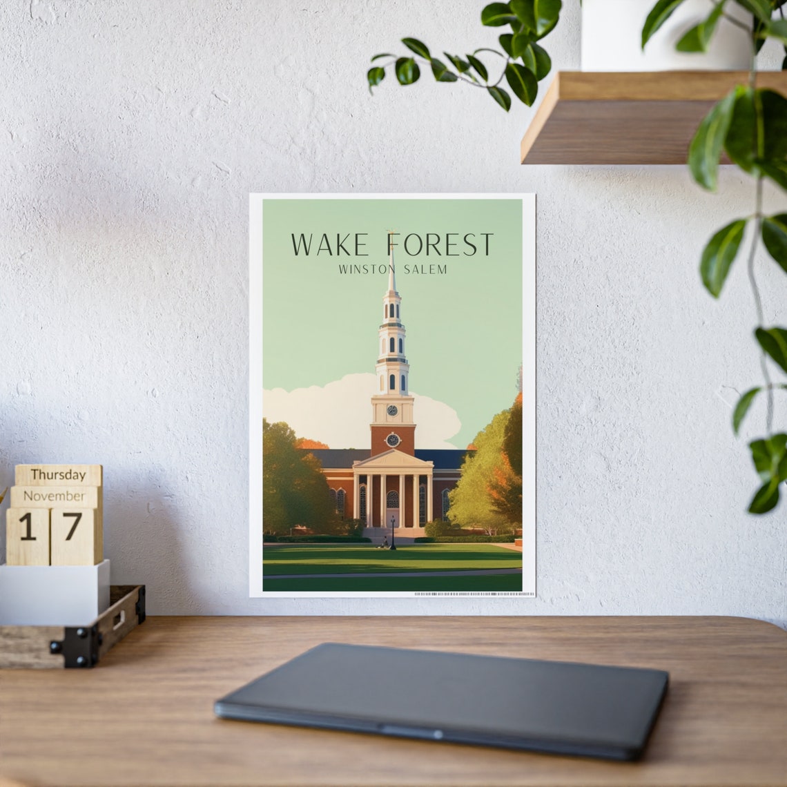 Wake Forest, Wait Chapel Vintage Travel Poster - Image 5