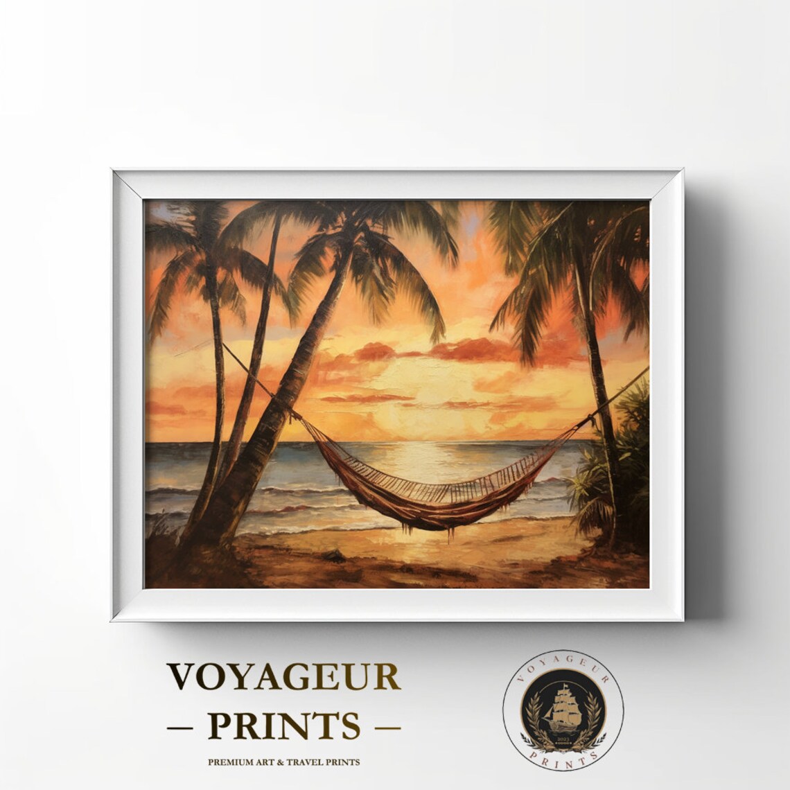 Warm Sunset Coast Oil Painting Art Print
