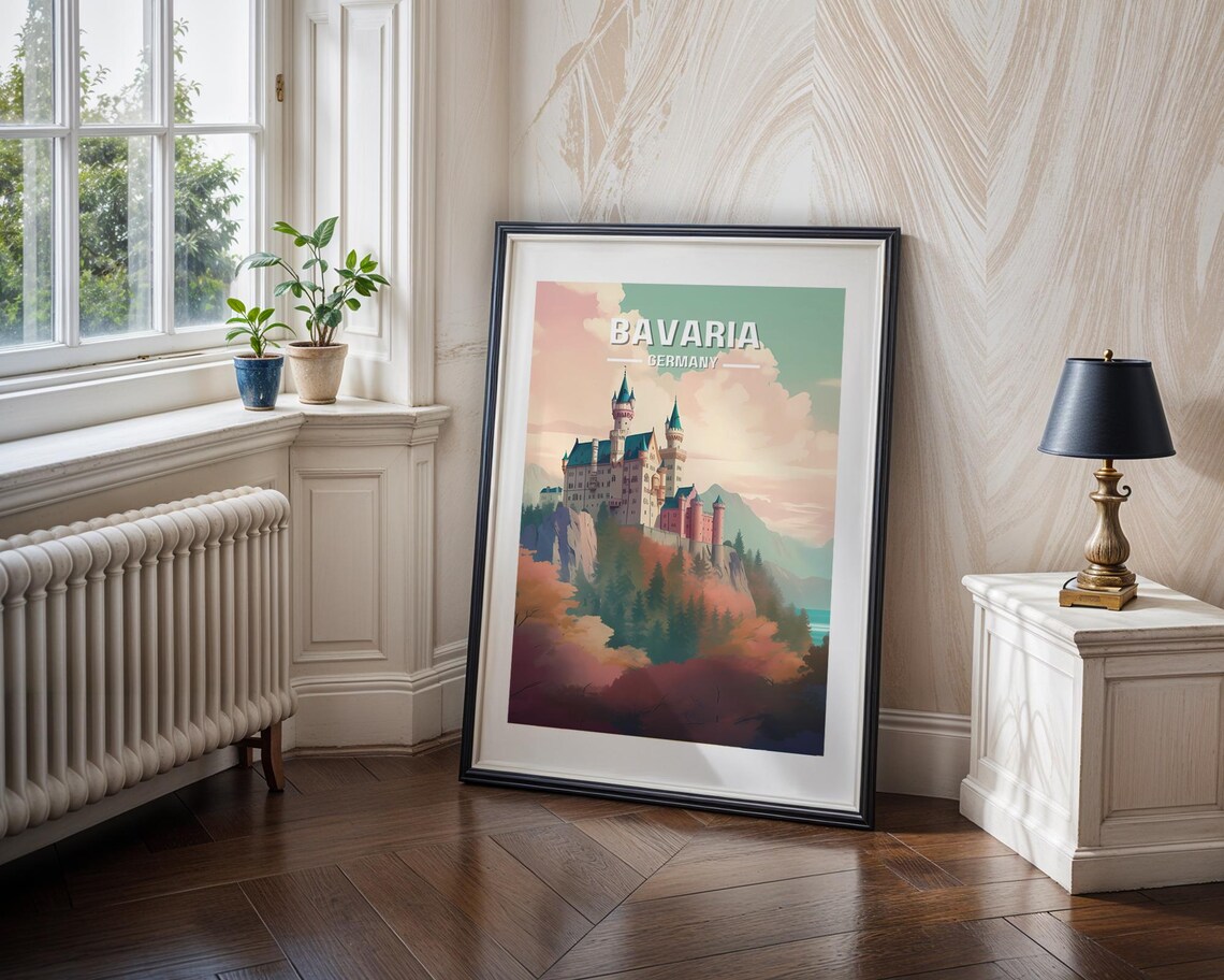 Neuschwanstein Castle Retro Bavaria Travel Poster - Image 4