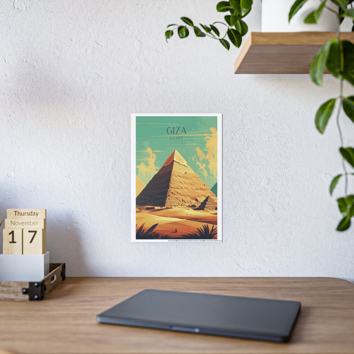 Pyramid Art Deco Travel Poster, Giza Africa - Image 3