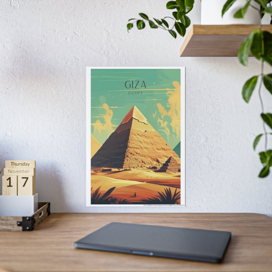 Pyramid Art Deco Travel Poster, Giza Africa - Image 6