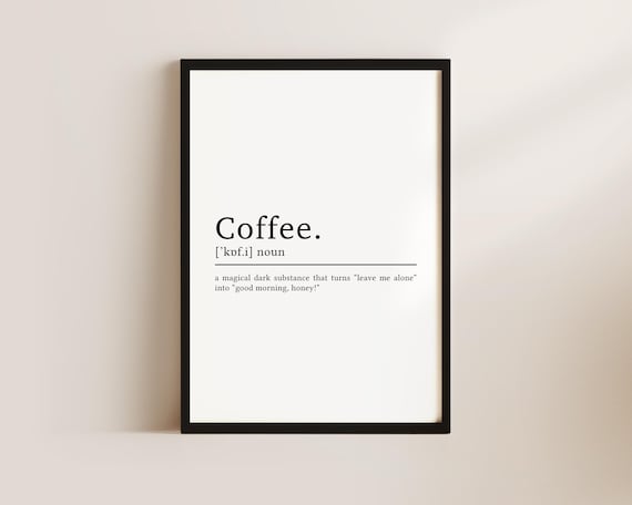 Coffee Definition Kitchen Wall Art Print, Cafe Decor