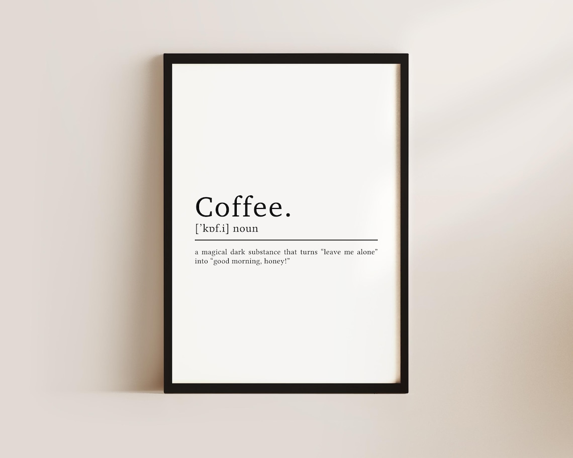 Coffee Definition Kitchen Wall Art Print, Cafe Decor