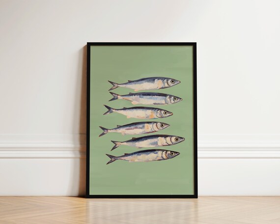 Sardines Kitchen Art Print, Italian Fish Lover