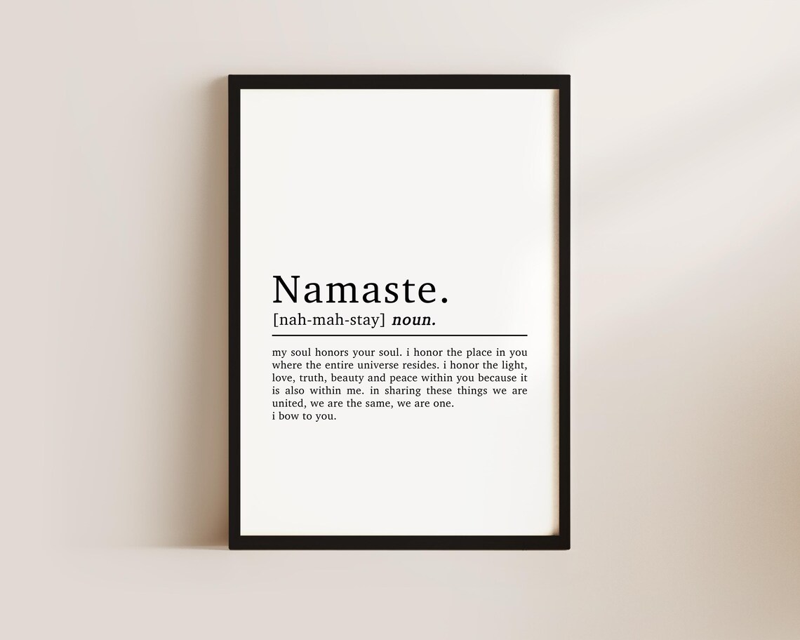 Namaste Definition Yoga Quote Art Print, Positive Mantra