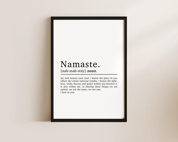 Namaste Definition Yoga Quote Art Print, Positive Mantra