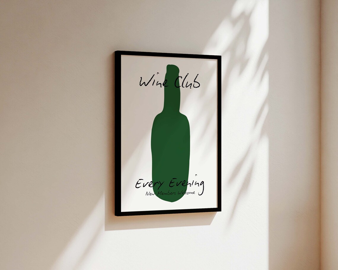 Wine Club Every Evening Funny Wine Lover Kitchen Poster Decor - Image 3