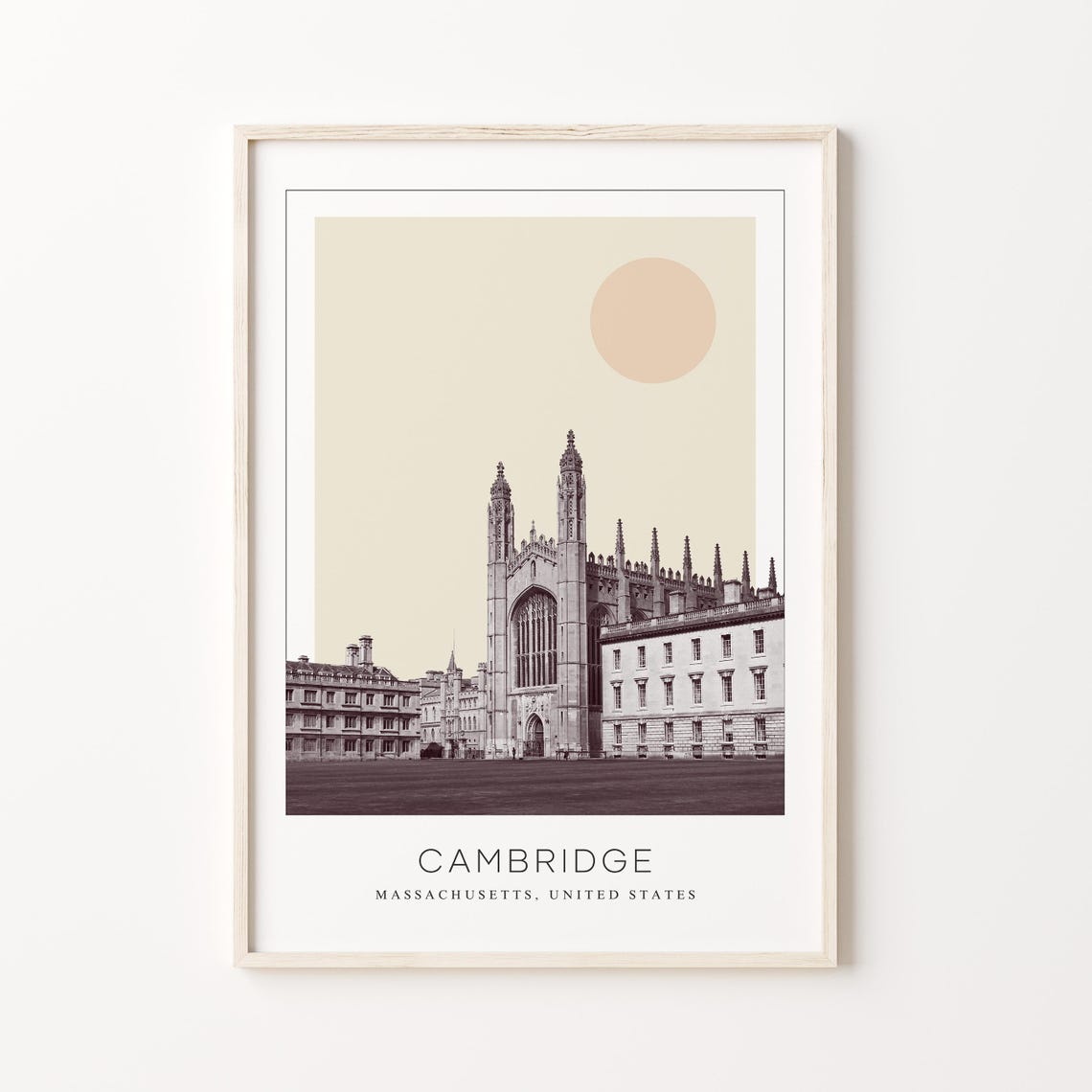Cambridge Massachusetts Gothic Chapel Architecture Minimalist Poster