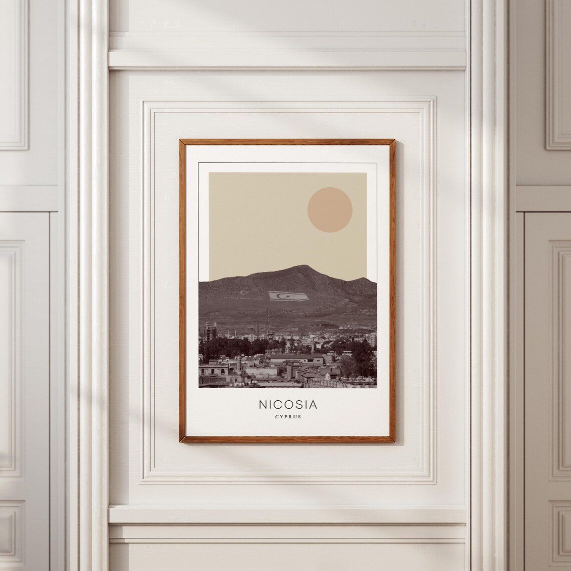 Nicosia Cyprus Mountain And Cityscape Minimalist Travel Poster - Image 2