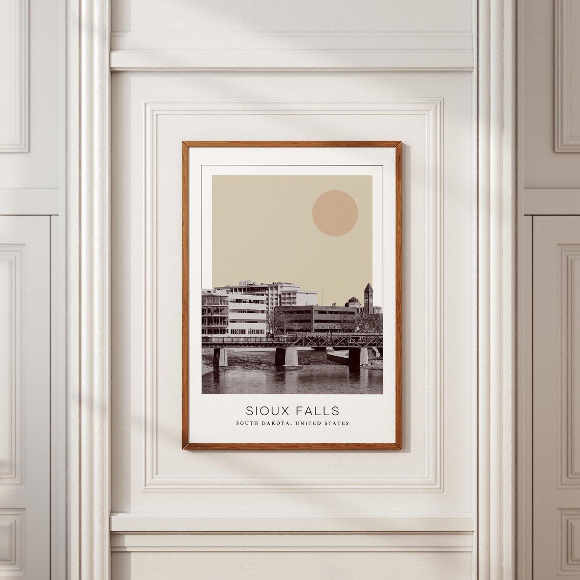 Sioux Falls River Bridge Clock Tower Minimalist Travel Poster - Image 2
