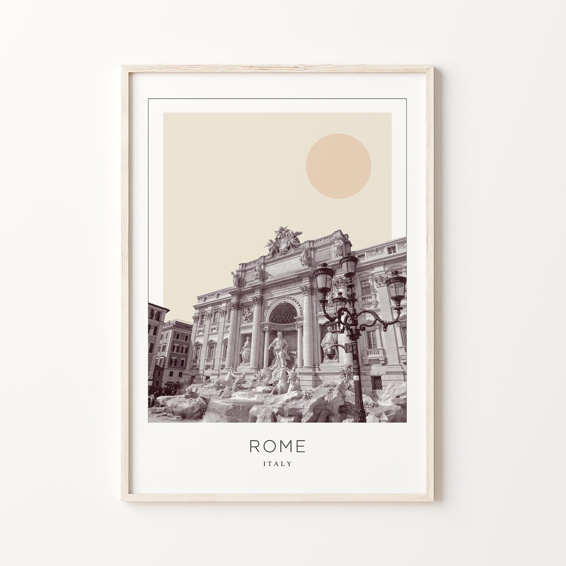 Rome Italy Trevi Fountain Historic Landmark Minimalist Travel Poster