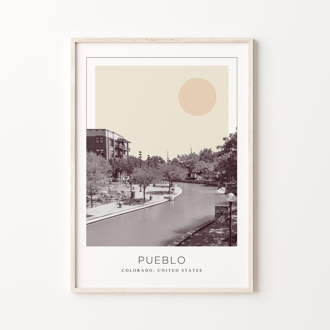 Pueblo Colorado Riverwalk Promenade Minimalist Travel Poster