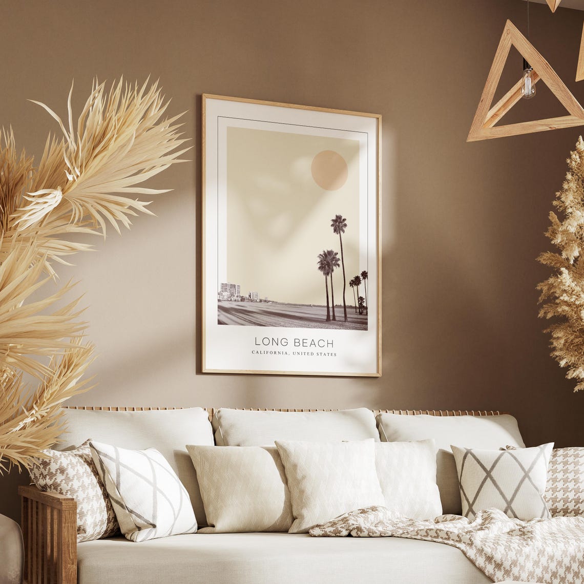 Long Beach California Palm Trees Sandy Shore Minimalist Travel Poster - Image 3