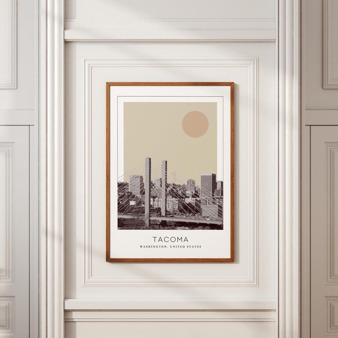 Tacoma Cable Stayed Bridge Skyline Minimalist Washington Travel Poster - Image 2