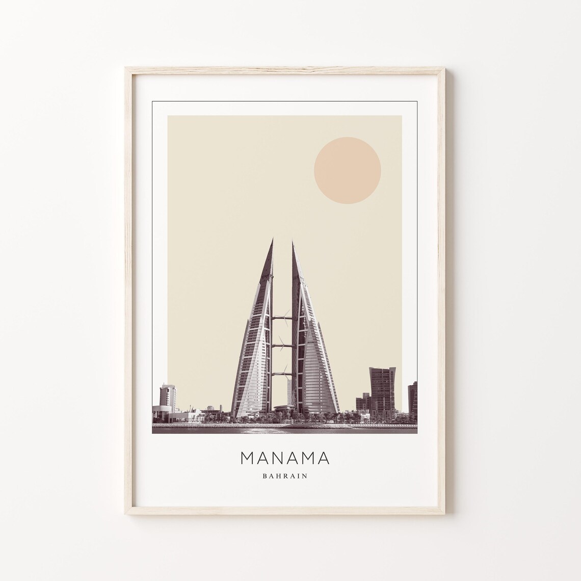 Manama Bahrain World Trade Center Twin Sail Towers Skyline Poster