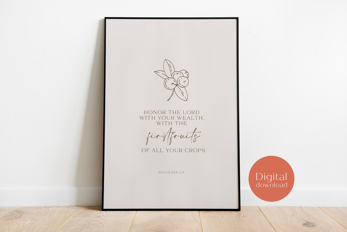Proverbs 39 Wall Art Honor The Lord With Your Wealth Christian Wall Art Print Bible Verse Print Minimalist - Image 2