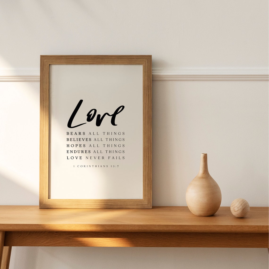 Love Bears All Things 1 Corinthians 13:7 Minimalist Scripture Poster - Image 4