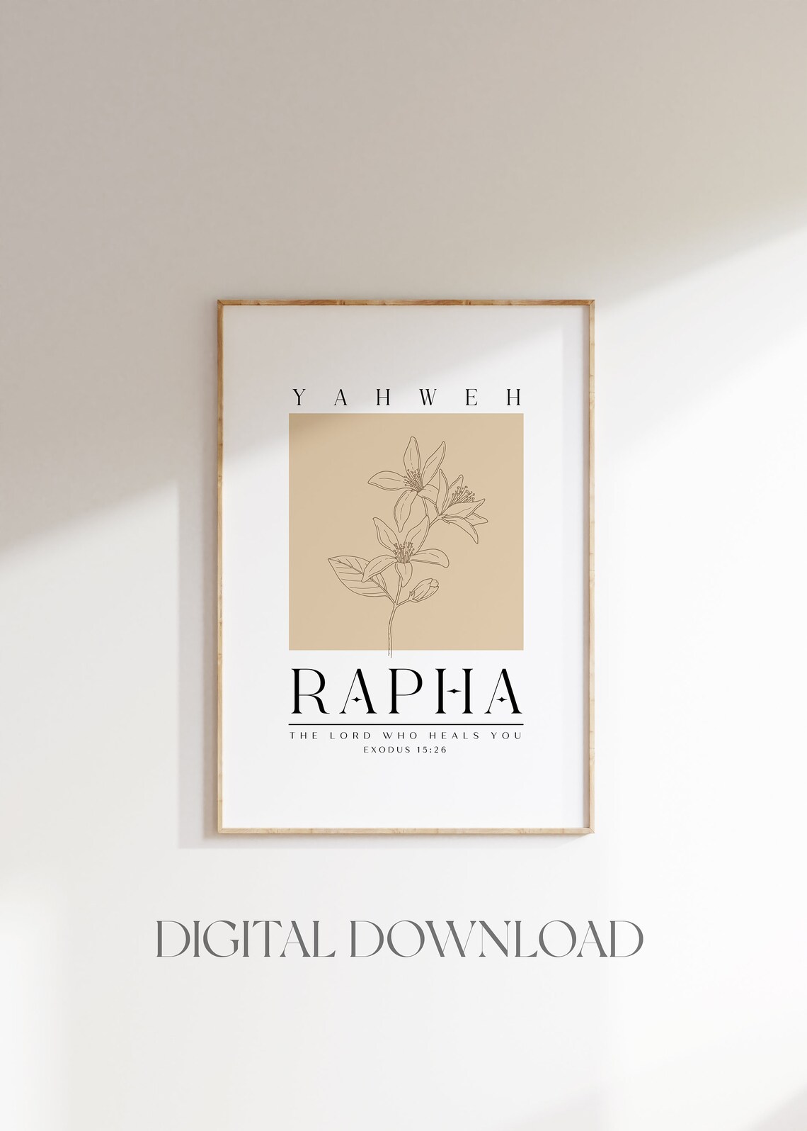 Yahweh Rapha The Lord Who Heals You Exodus 15 26 Boho Line Art Poster - Image 2
