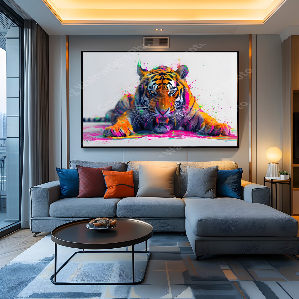 Tiger Colorful Paint Splash Crouched Big Cat Wildlife Bold Poster - Image 2