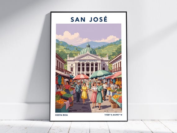 San Jos Costa Rica Travel Poster Vintage Wall Art Print Retro Home Decor For Living Room Or Office Modern Artwork Gift