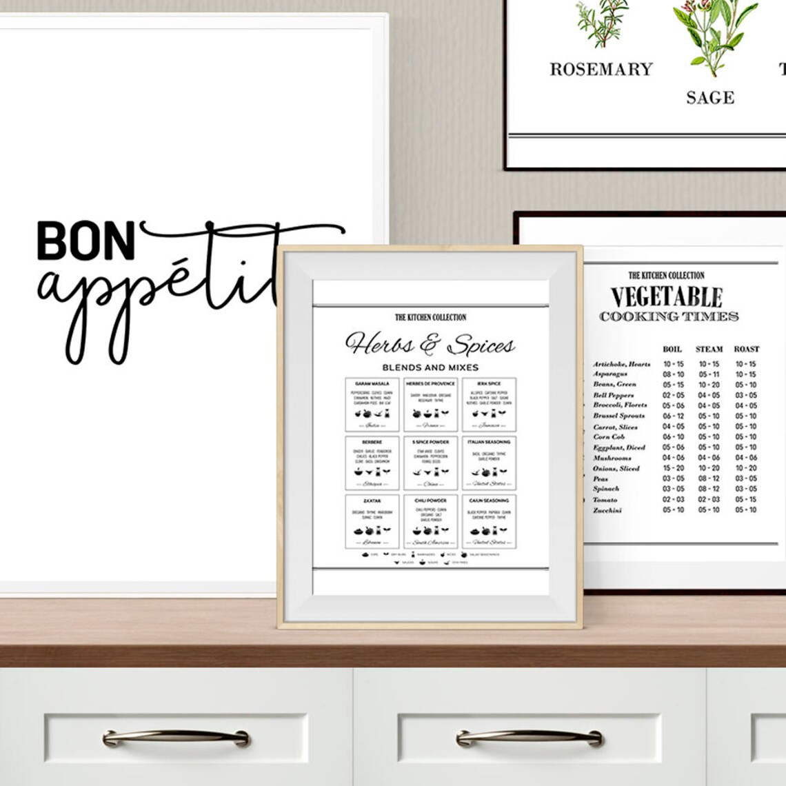 Herbs and Spices Botanical Art Print, Kitchen Decor - Image 2