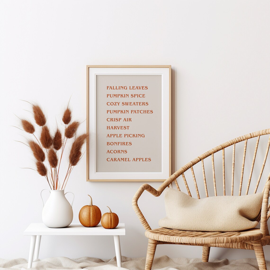 Fall Favorites Word List Orange On Beige Farmhouse Typography Poster - Image 2